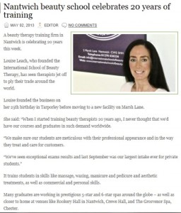 PR Coverage by Bare Bones Marketing for ISOBT in The Nantwich News