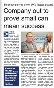 PR Coverage by Bare Bones Marketing for Eze-Talk in Cheshire Business Update Magazine