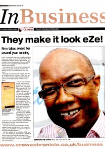 PR Coverage by Bare Bones Marketing for Eze-Talk Coverage In Business