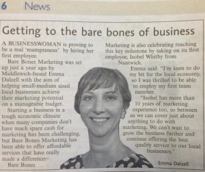 Bare Bones Marketing PR Milestone Middlewich Guardian