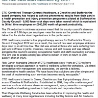 PR Coverage by Bare Bones Marketing for CTC Physiotherapy